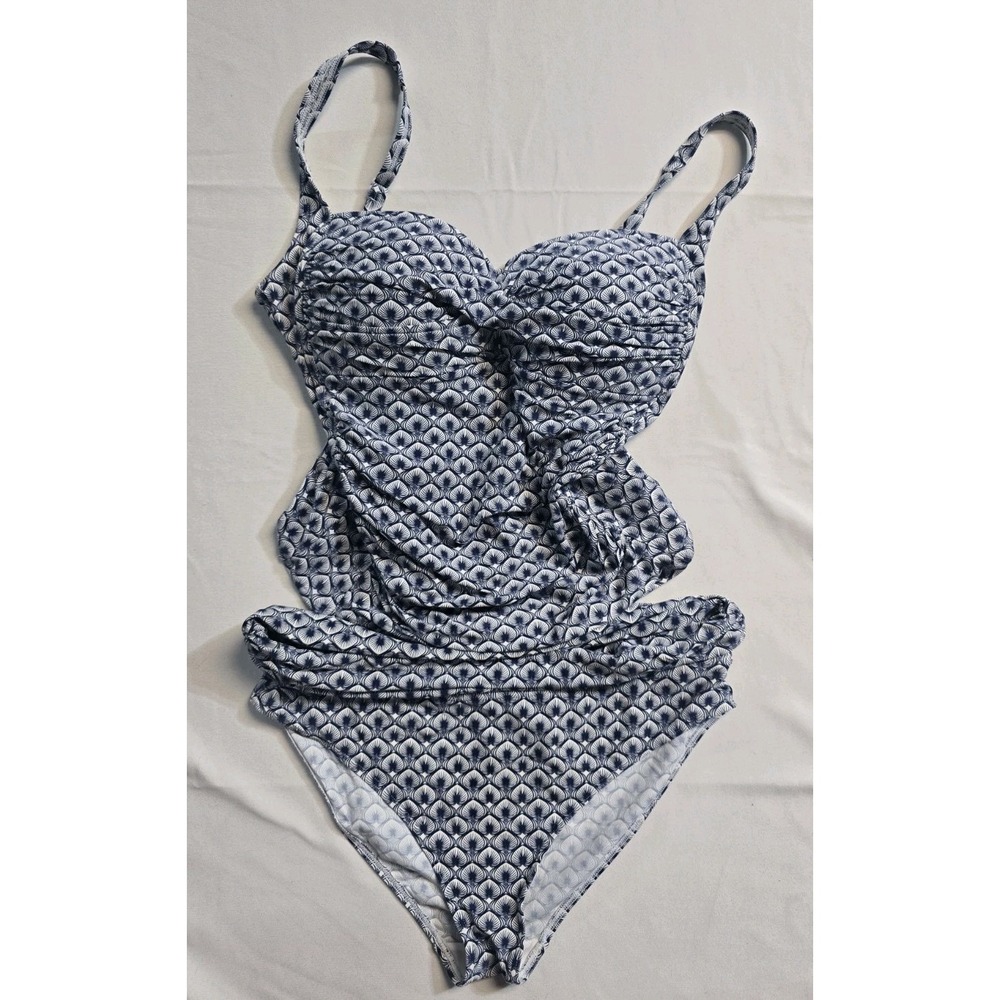 Bond-eye Australia Size 16 D/DD Blue White 2 Pieces Swim Set Sweetheart Ruched